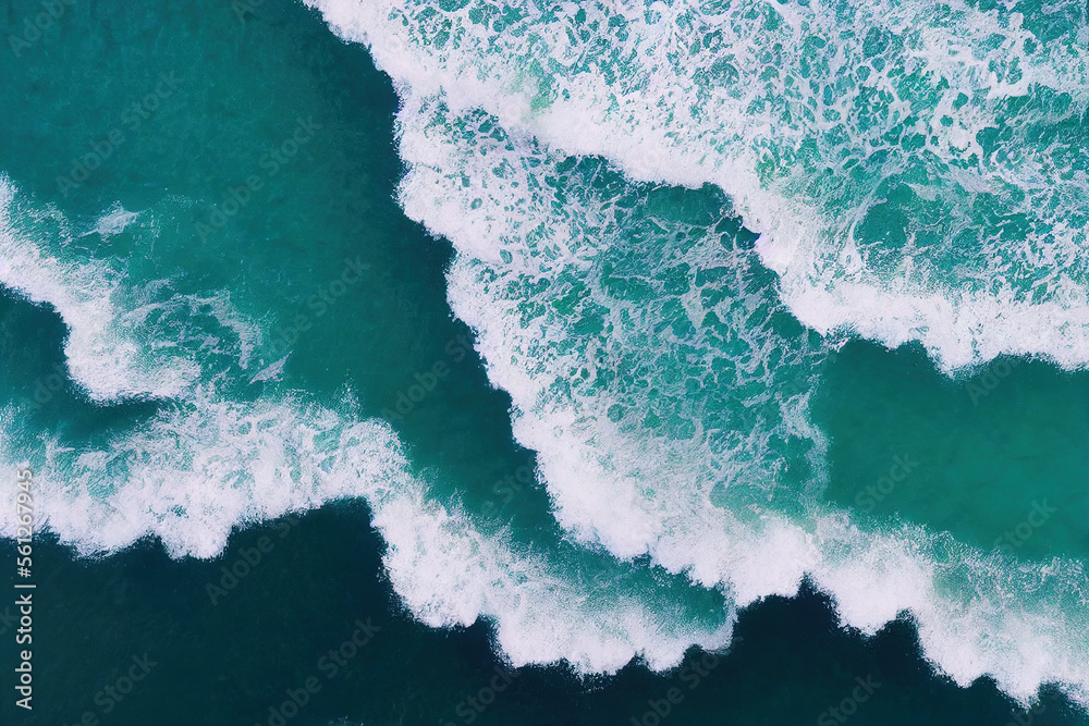 深海海水白浪飞溅的壮观鸟瞰背景照片