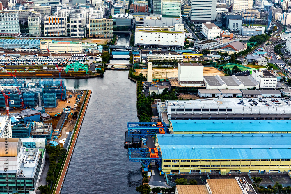 日本东京古藤市工业区鸟瞰图