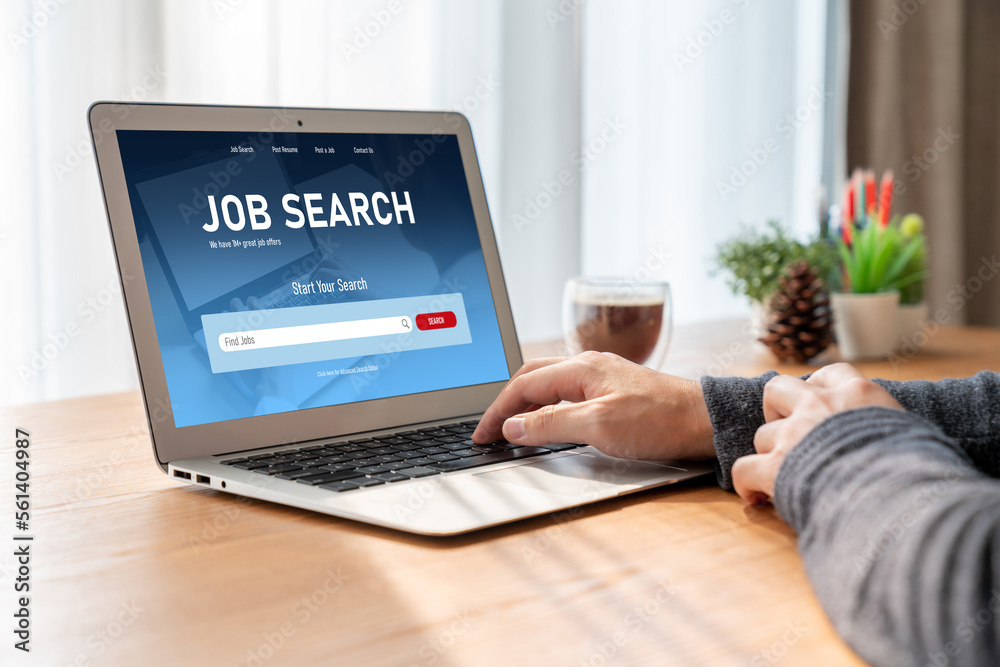 Online job search on modish website for worker to search for job opportunities on the recruitment in