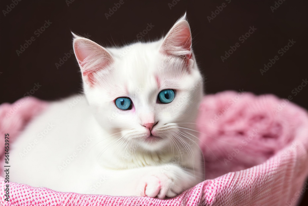 Cute and curious, playful kitten looks around. Close-up.