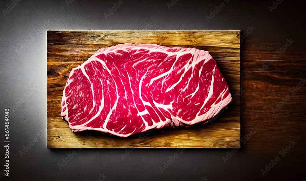 Steak. Gourmet fresh delicious juicy steak. Selected focus, in Poster format.