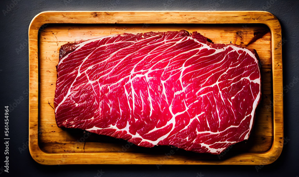 Steak. Gourmet fresh delicious juicy steak. Selected focus, in Poster format.