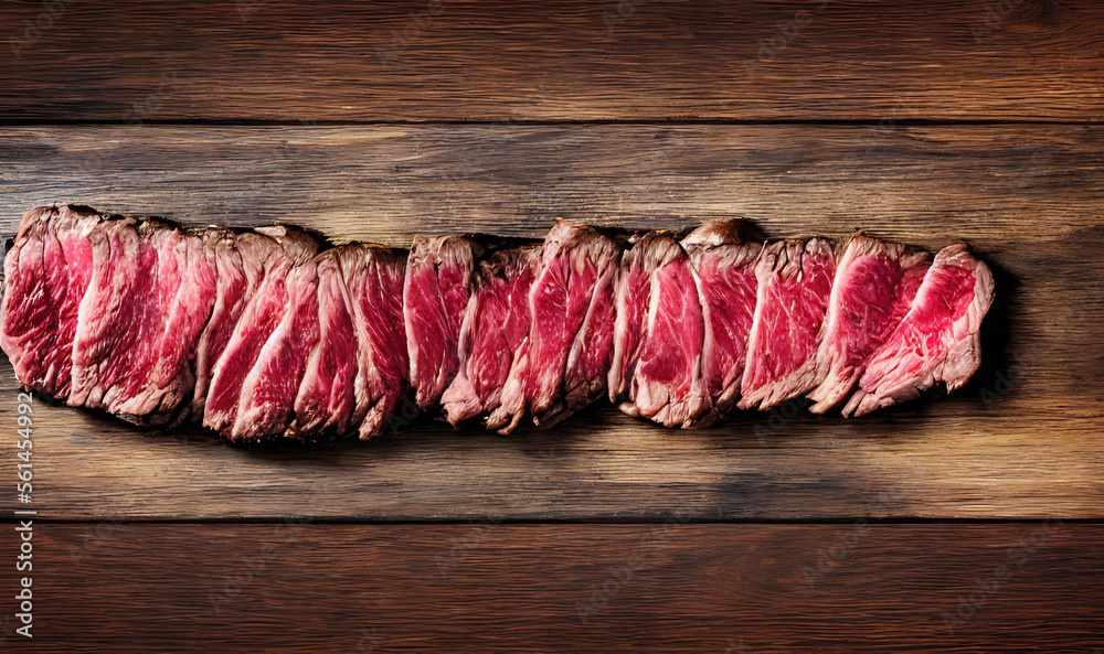 Steak. Gourmet fresh delicious juicy steak. Selected focus, in Poster format.