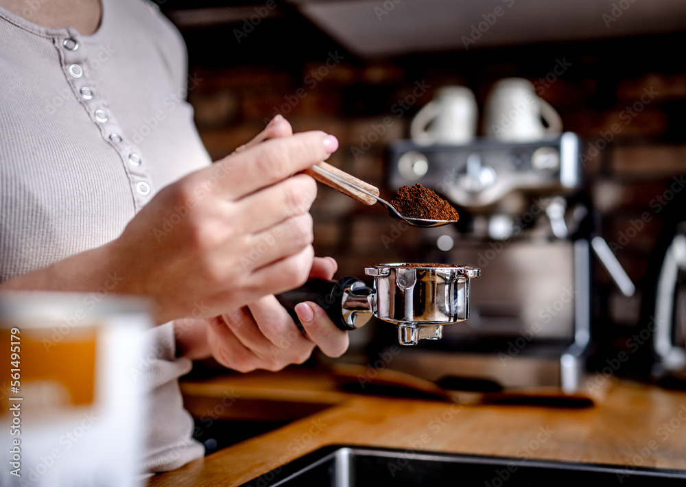 Coffee cappuccino preparation process with cafe maker