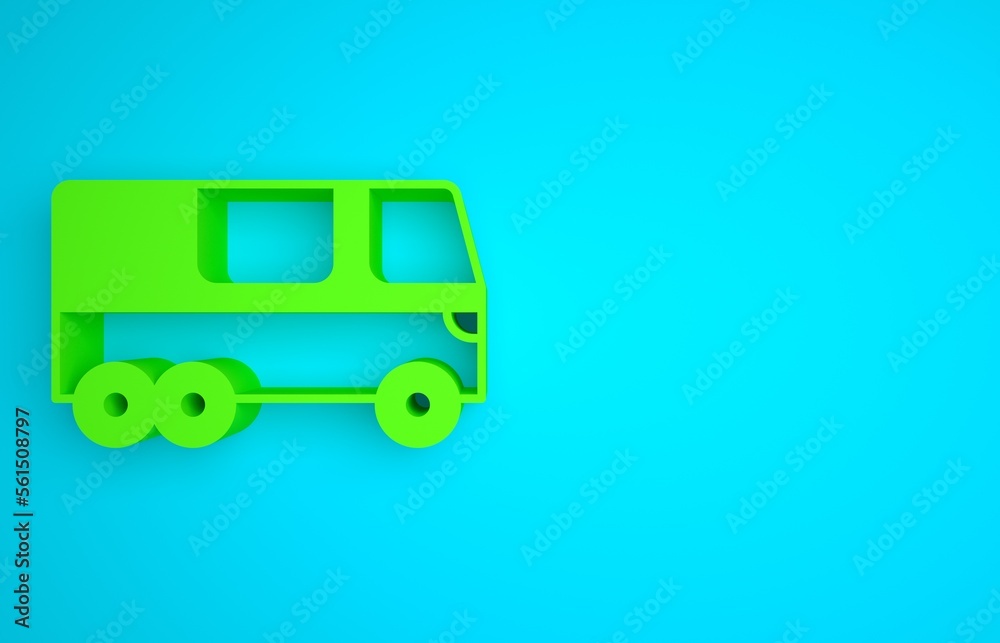 Green Bus icon isolated on blue background. Transportation concept. Bus tour transport. Tourism or p