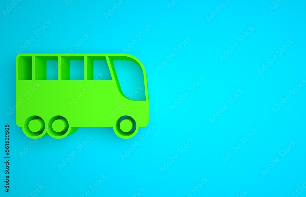 Green Bus icon isolated on blue background. Transportation concept. Bus tour transport. Tourism or p