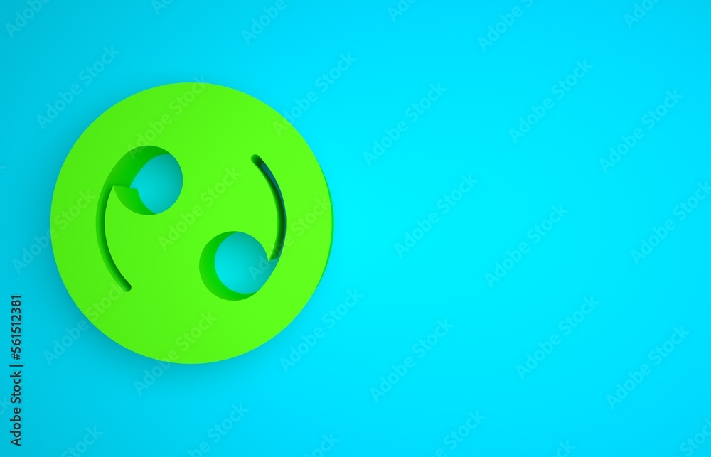 Green Cancer zodiac sign icon isolated on blue background. Astrological horoscope collection. Minima