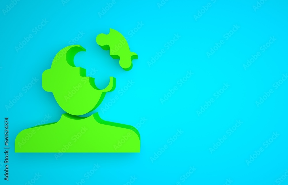 Green Solution to the problem in psychology icon isolated on blue background. Puzzle. Therapy for me