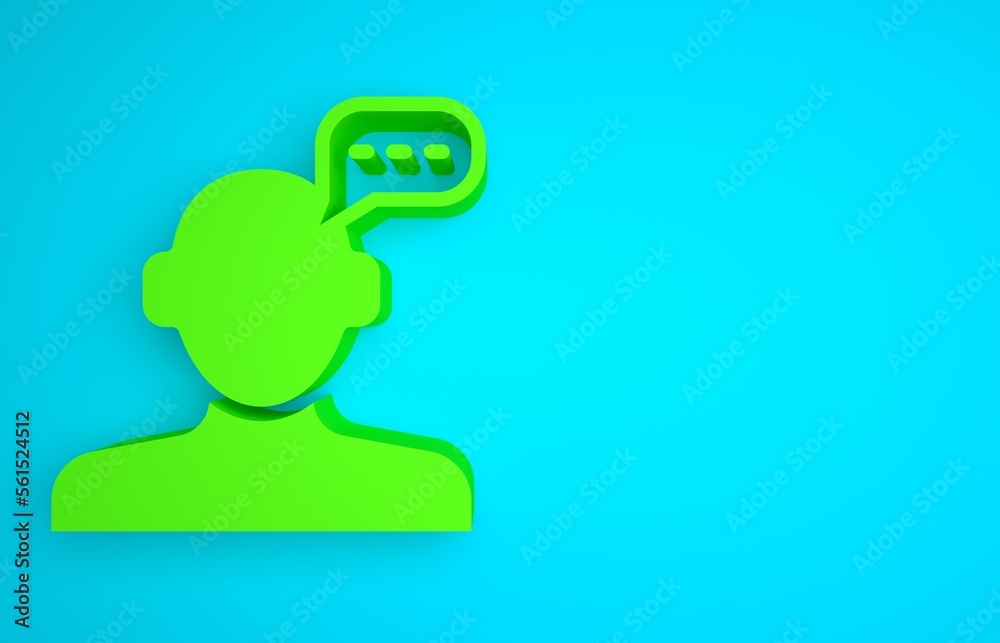 Green Online psychological counseling distance icon isolated on blue background. Psychotherapy, psyc