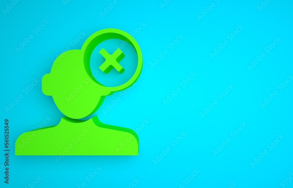 Green Solution to the problem in psychology icon isolated on blue background. Therapy for mental hea