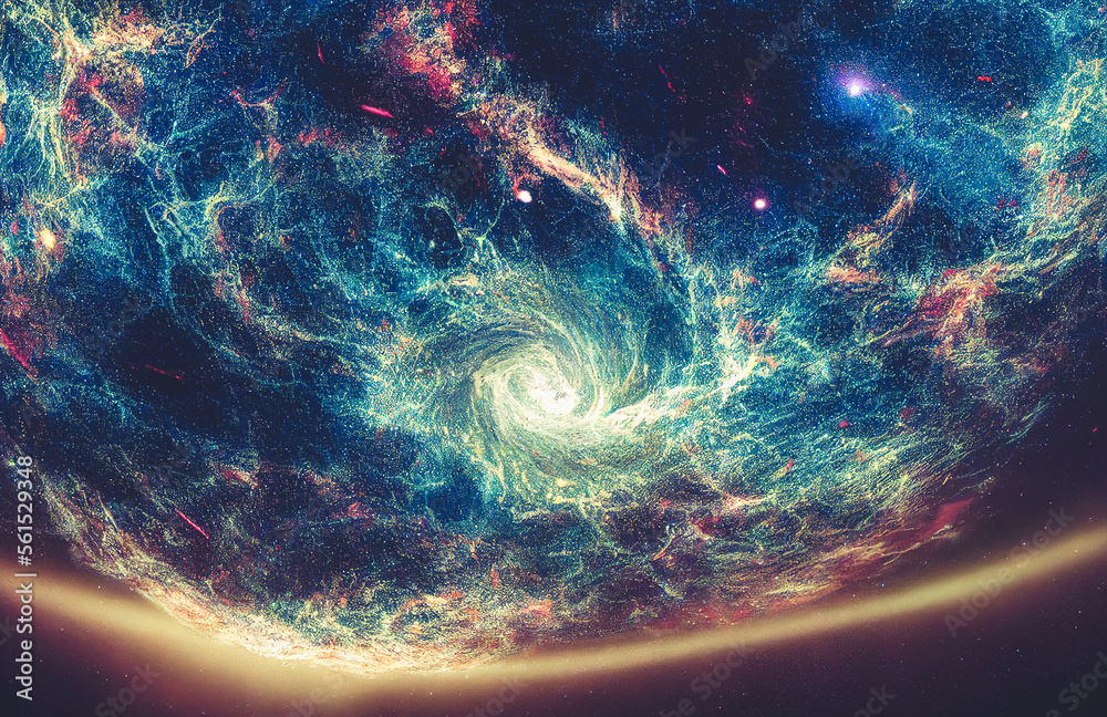 Splendid scenic outer space vibrant color starry galaxy universe in bizarre and fantasy cosmical lig