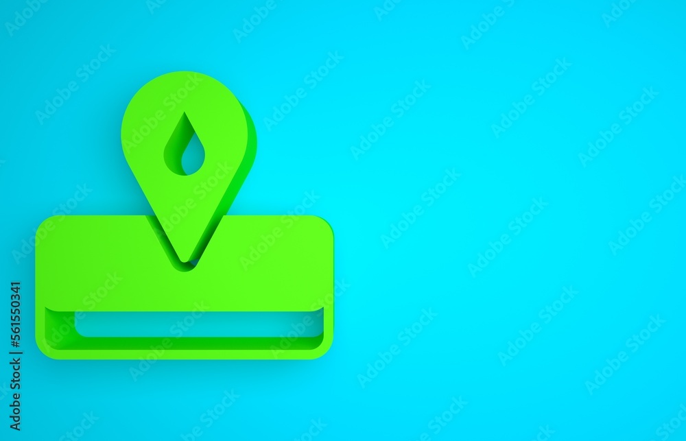 Green Oilfield icon isolated on blue background. Natural resources, oil and gas production. Minimali