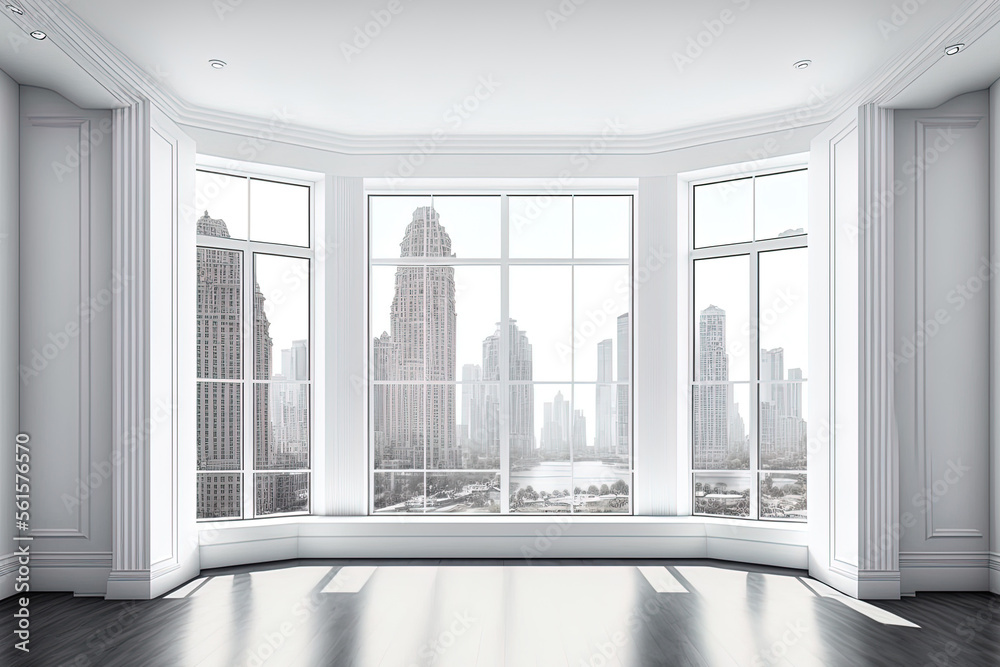 Empty room Interior Skyscrapers View Cityscape. Central Park Midtown New York City Manhattan Skyline