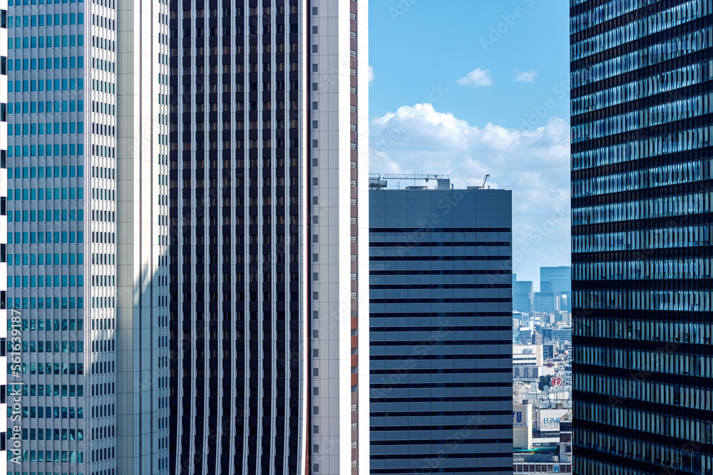 Skyscrapers towering above the cityscape of Nishi-Shinjuku, Tokyo, Japan