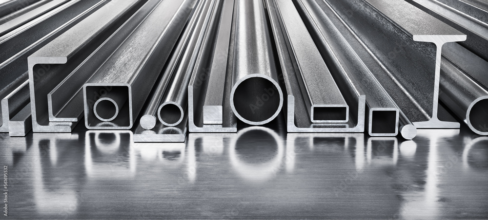 Stack of rolled metal isolated on a metal background. 3d illustration