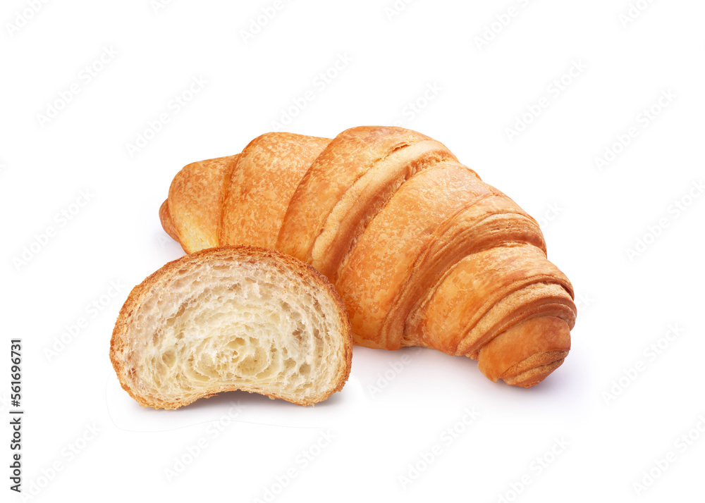 Beautiful croissant without filling on a white background