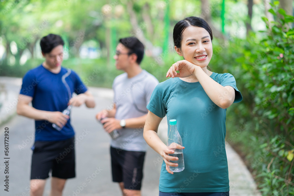 Photo of group Asian people doing exercise