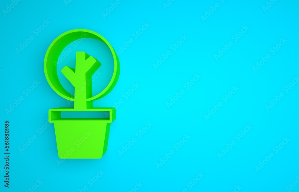 Green Tree icon isolated on blue background. Forest symbol. Minimalism concept. 3D render illustrati