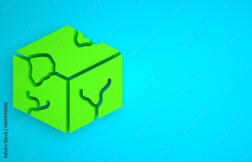 Green Isometric cube icon isolated on blue background. Geometric cubes solid icon. 3D square sign. B