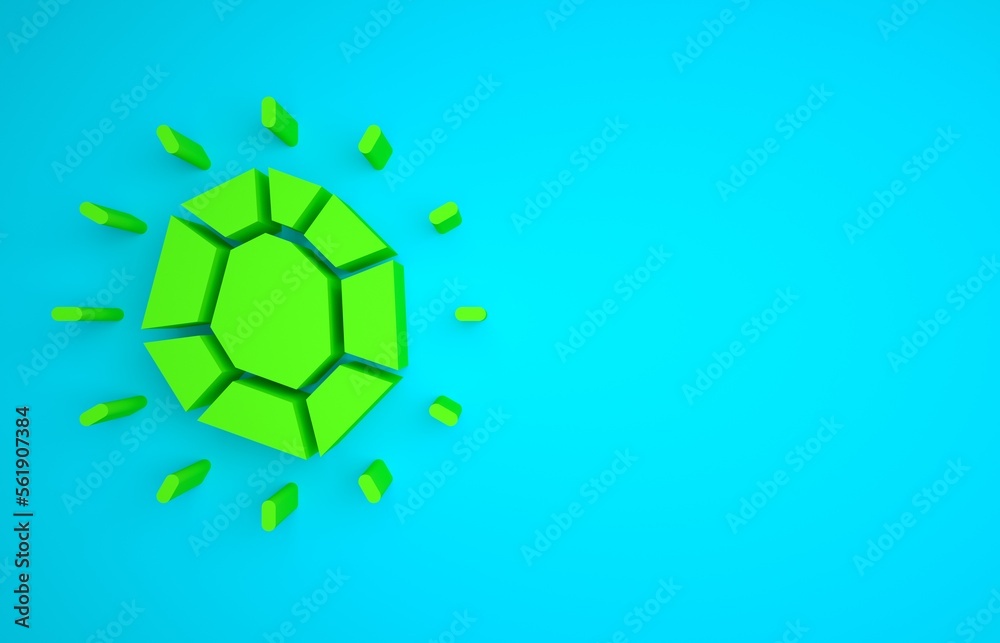 Green Magic stone icon isolated on blue background. Fantasy crystal. Jewelry gem for game. Minimalis