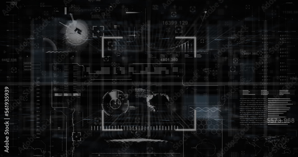 Composition of data processing on black background