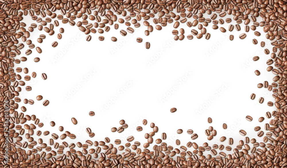 Roasted coffee beans In rectangle frame shape