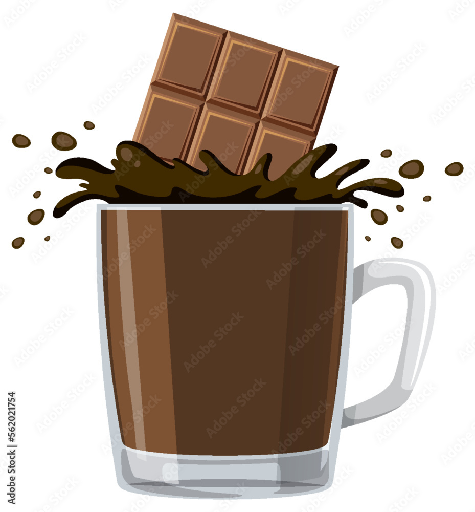 Hot chocolate cup with chocolate bar