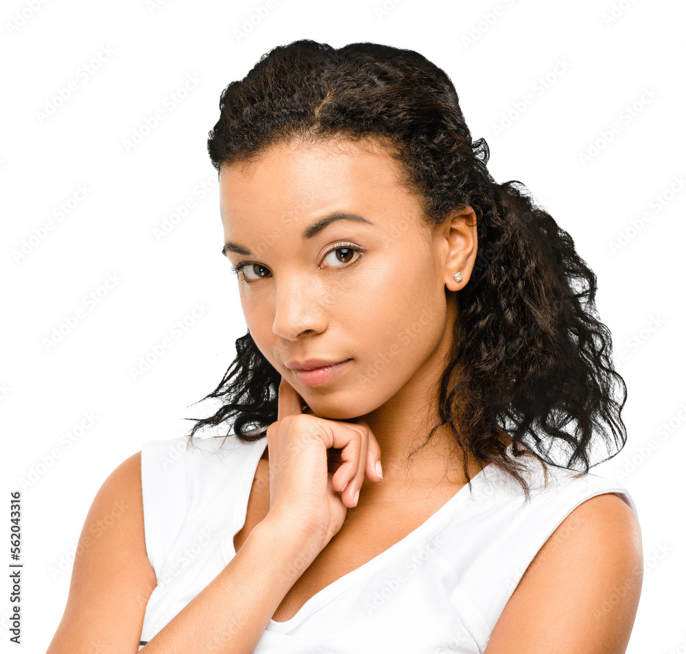 PNG of a young woman posing isolated on a PNG background.