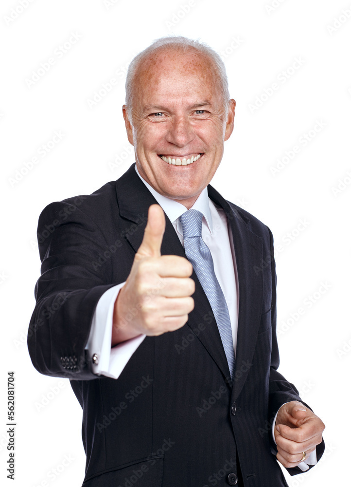 Businessman, ceo and success portrait with thumbs up for career victory with excited smile for achie