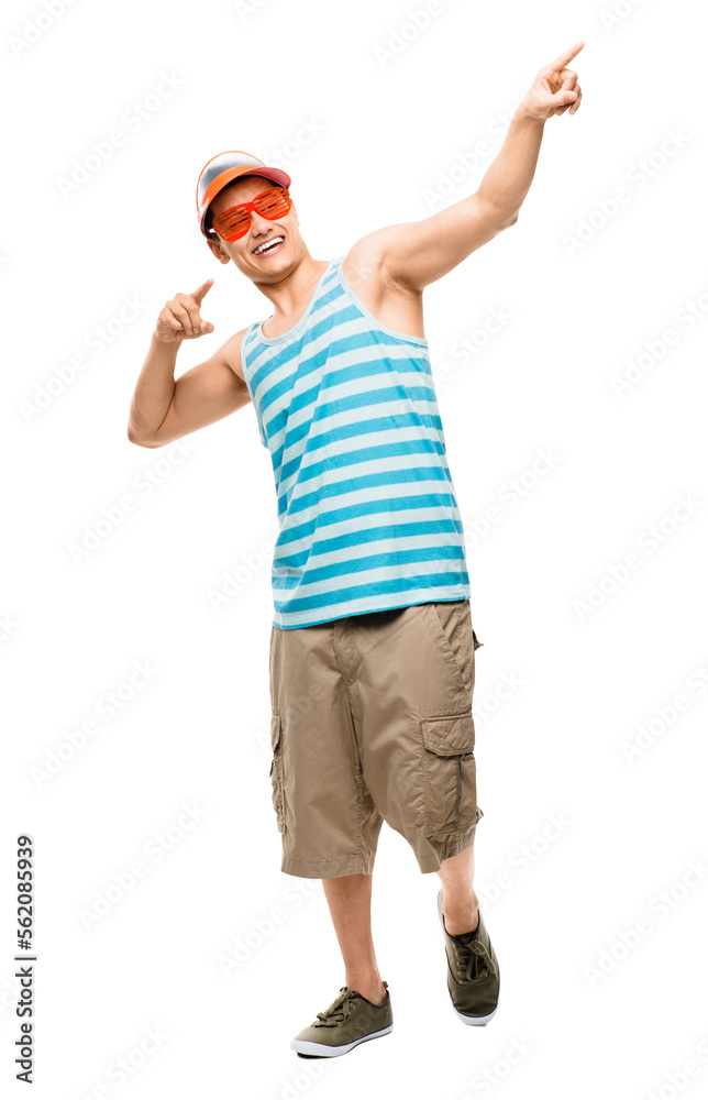 A young bodybuilder flexing his muscles isolated on a PNG background.