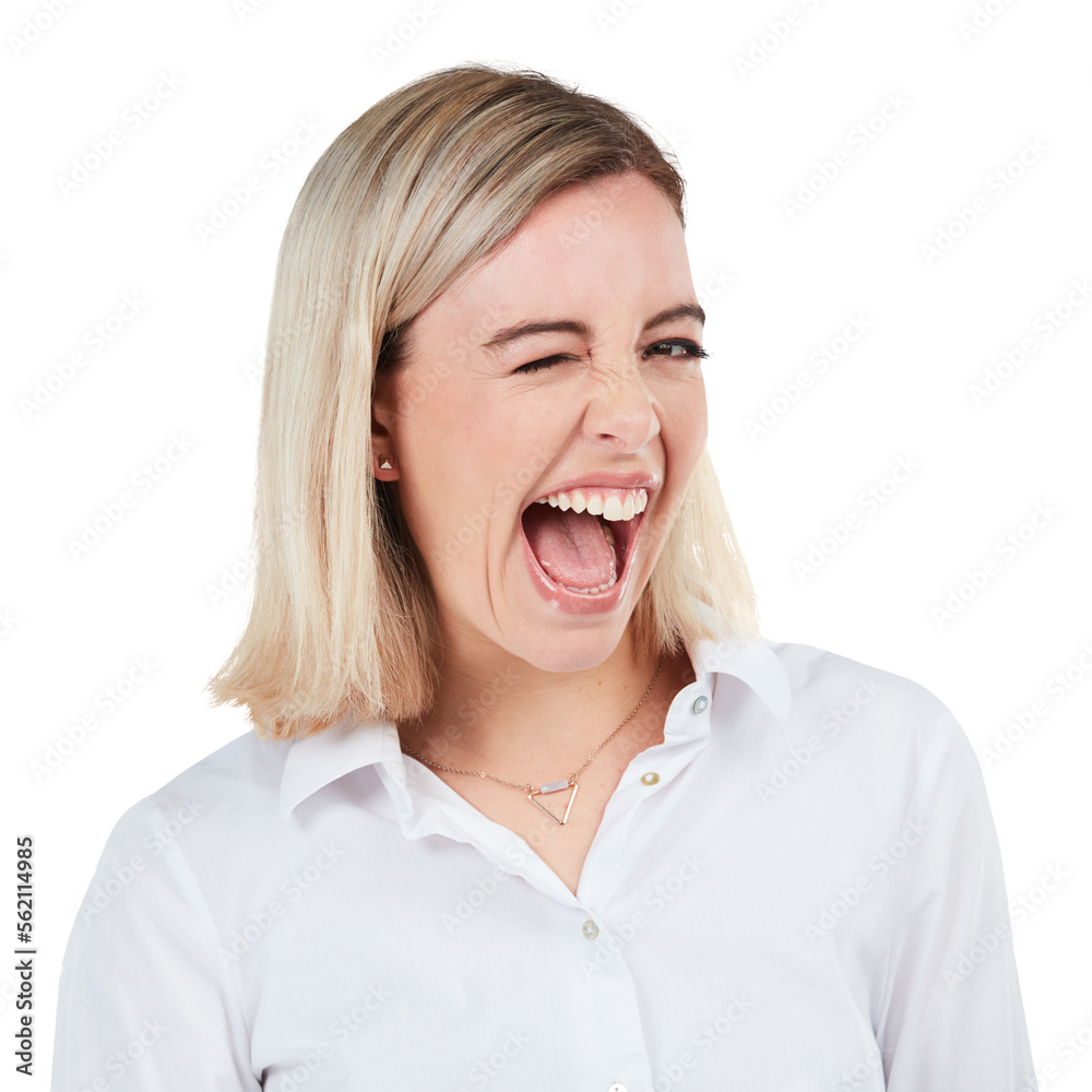 A young businesswoman winking isolated on a PNG background.