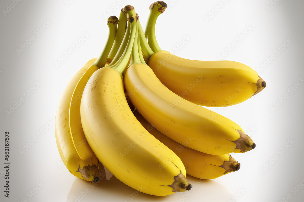 Bunch of bananas isolated on white background with clipping path and full depth of field. (ai genera