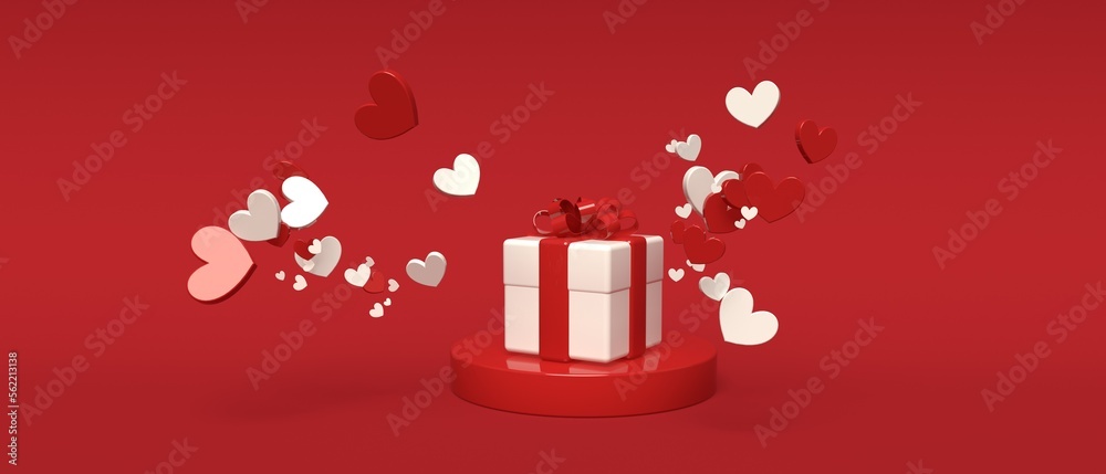 Hearts with gift boxes - Appreciation and love theme - 3D