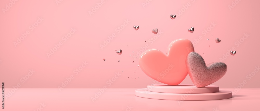 Hearts with podiums - Appreciation and love theme - 3D