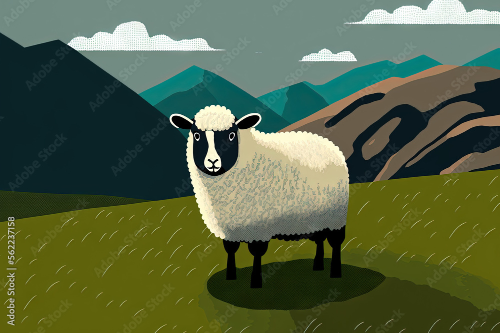 sheep in a field highlands scotland. Generative AI