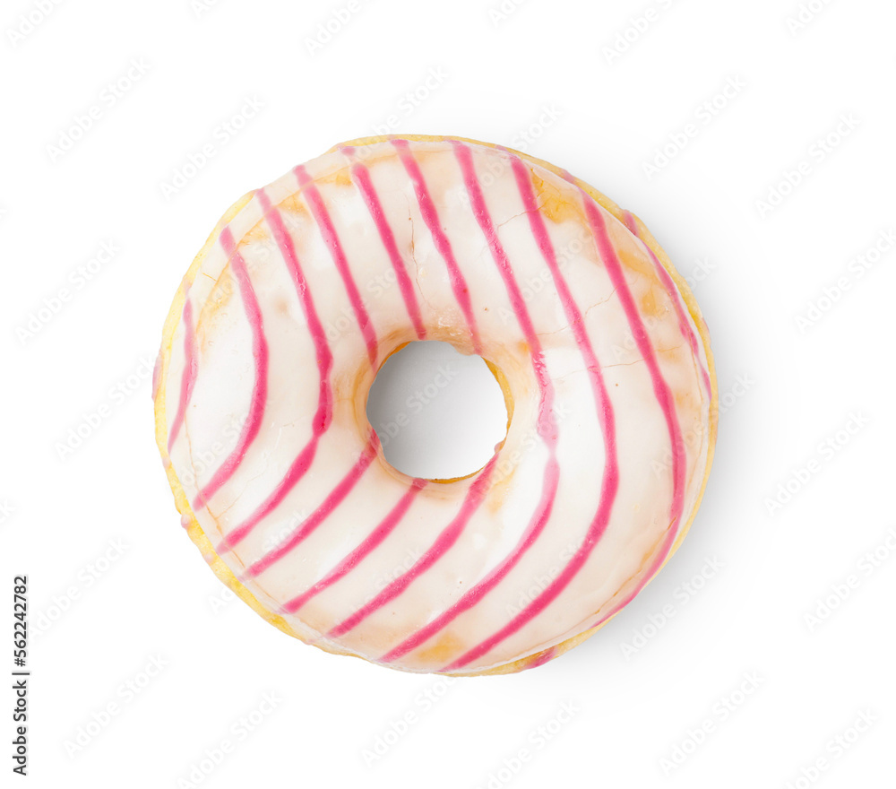 Tasty glazed donut isolated on white background