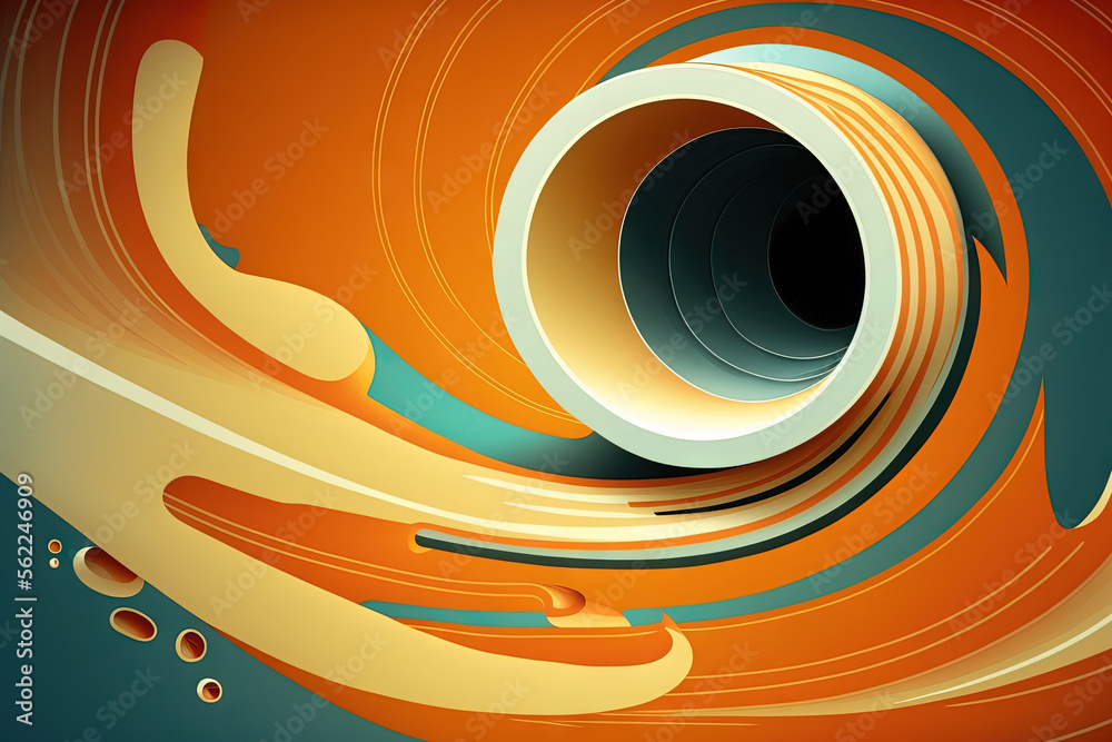 background with an abstract design of a pipe with whirling air. Generative AI