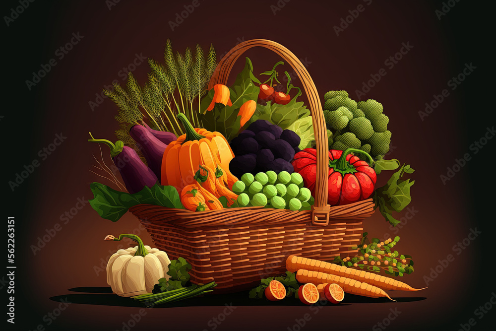 organic food background Vegetables in the basket. Generative AI