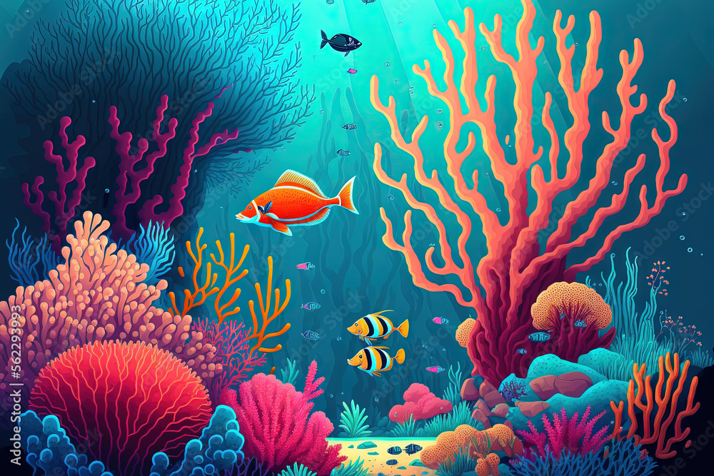 The red seas bottom is home to exotic fish species and colorful coral. a lovely natural background 