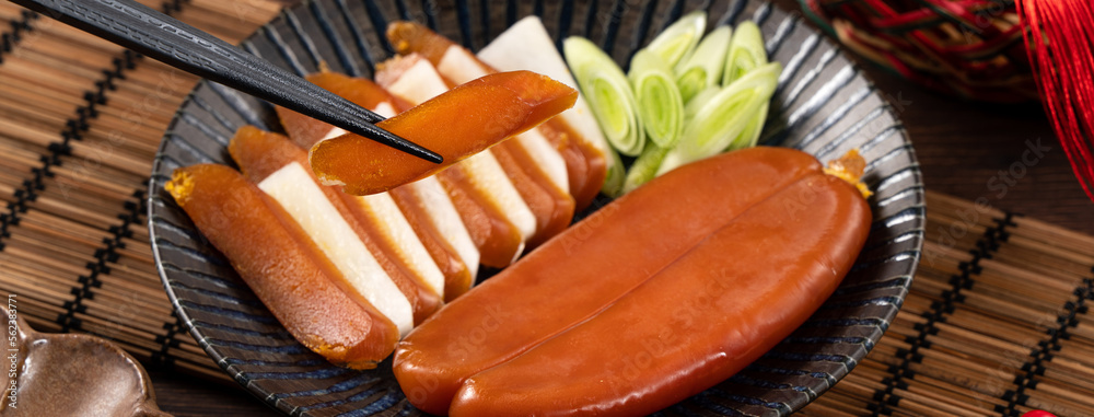 Delicious fresh mullet roe for Chinese lunar new year gift basket celebration.