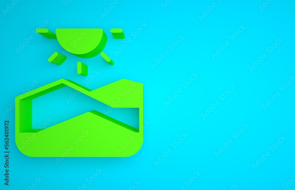 Green Drought icon isolated on blue background. Minimalism concept. 3D render illustration