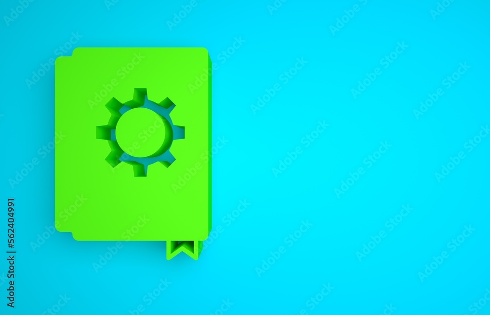 Green User manual icon isolated on blue background. User guide book. Instruction sign. Read before u