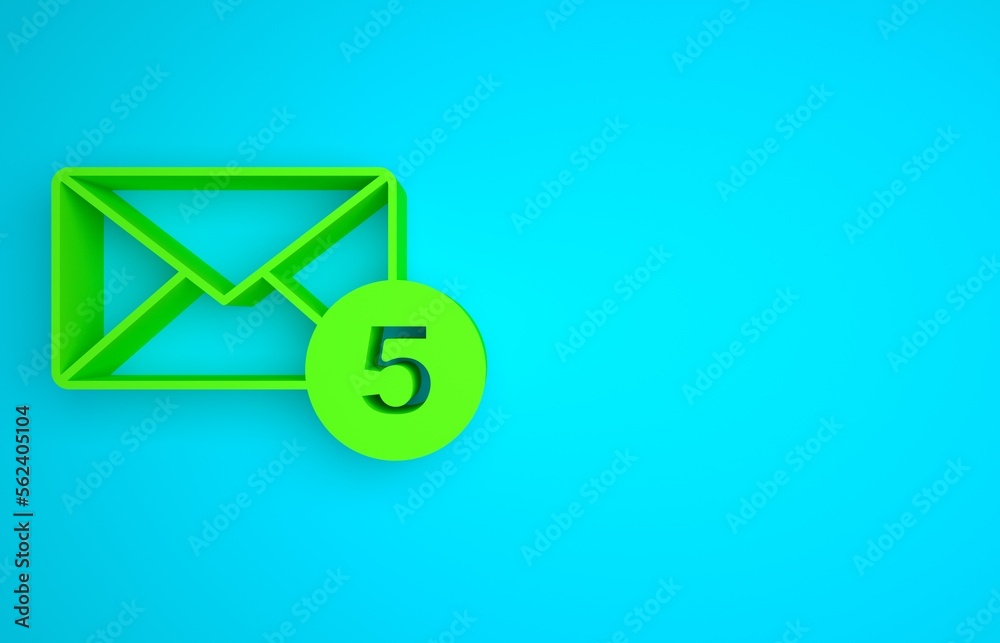 Green Envelope icon isolated on blue background. Received message concept. New, email incoming messa