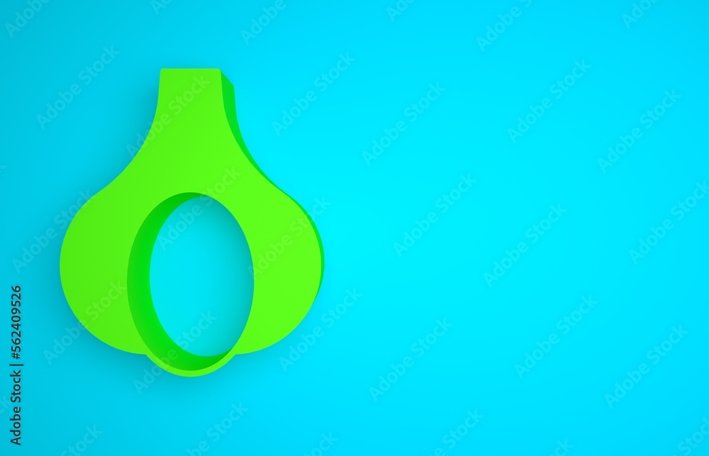 Green Garlic icon isolated on blue background. Minimalism concept. 3D render illustration