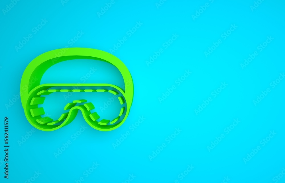 Green Eye sleep mask icon isolated on blue background. Minimalism concept. 3D render illustration