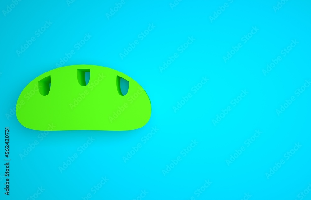 Green Bread loaf icon isolated on blue background. Minimalism concept. 3D render illustration