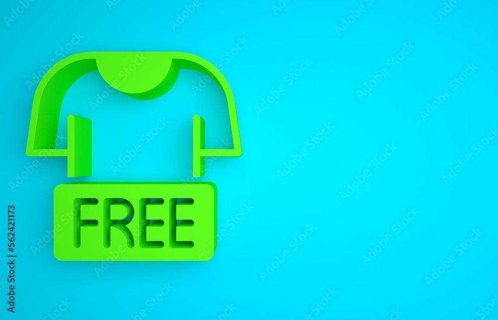 Green Clothes donation icon isolated on blue background. Minimalism concept. 3D render illustration