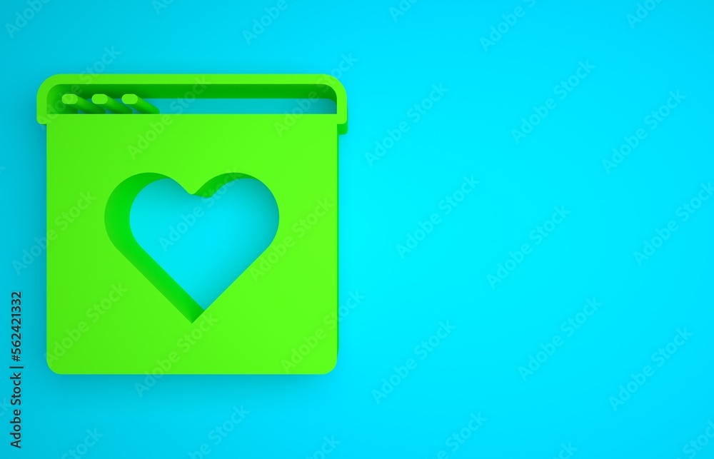 Green Dating app online laptop concept icon isolated on blue background. Female male profile flat de