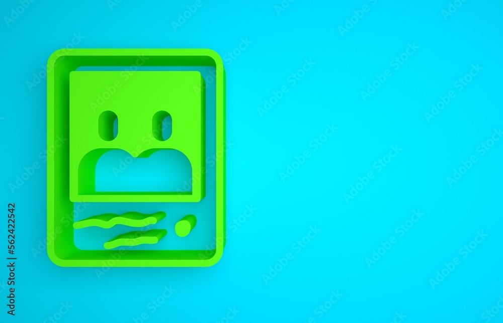 Green Family photo icon isolated on blue background. Minimalism concept. 3D render illustration