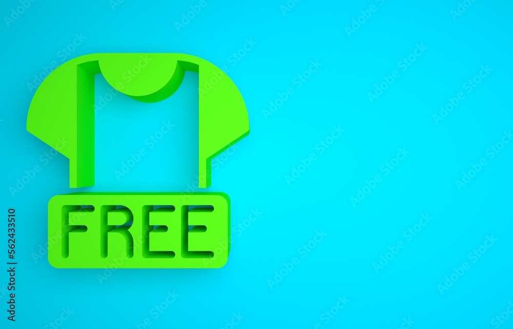 Green Clothes donation icon isolated on blue background. Minimalism concept. 3D render illustration